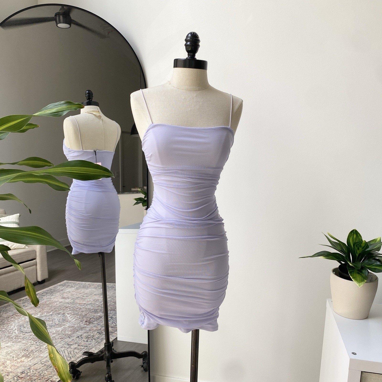 Nwt Hello Molly Lilac Bodycon Mini Dress Back Cutout Spaghetti Strap Size Xs